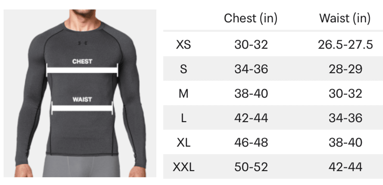 Image of UA Shirt Herren Size Chart