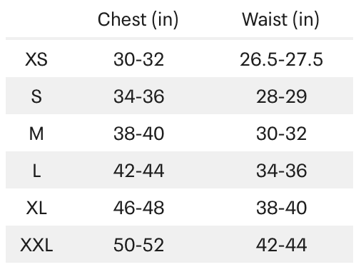 Image of Hoodie Size Chart